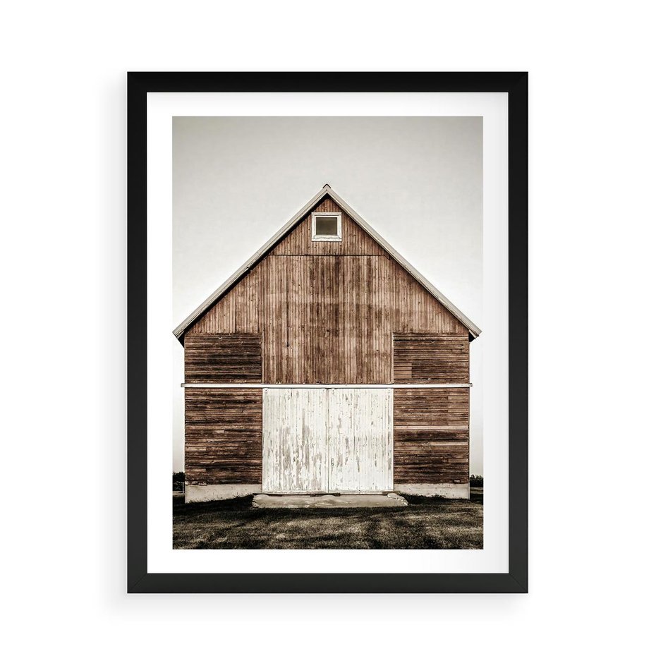 Plakat w ramie 50x70 - Rustykalny Drewniany Domek - domek, drewniany dom - rama czarna