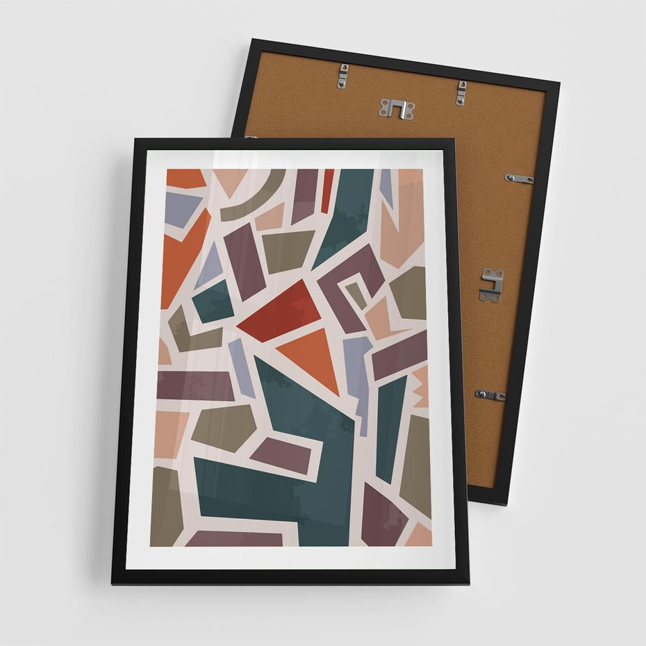 Plakat w ramie 50x70 - Modernistyczna Transcendencja - geometryczne kształty, mozaika - rama czarna