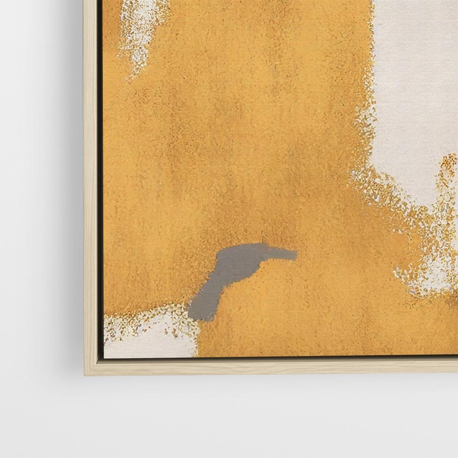 Obraz w ramie 50x50 - Złote Maźnięcia Pędzla - złota abstrakcja, plamy - rama drewno