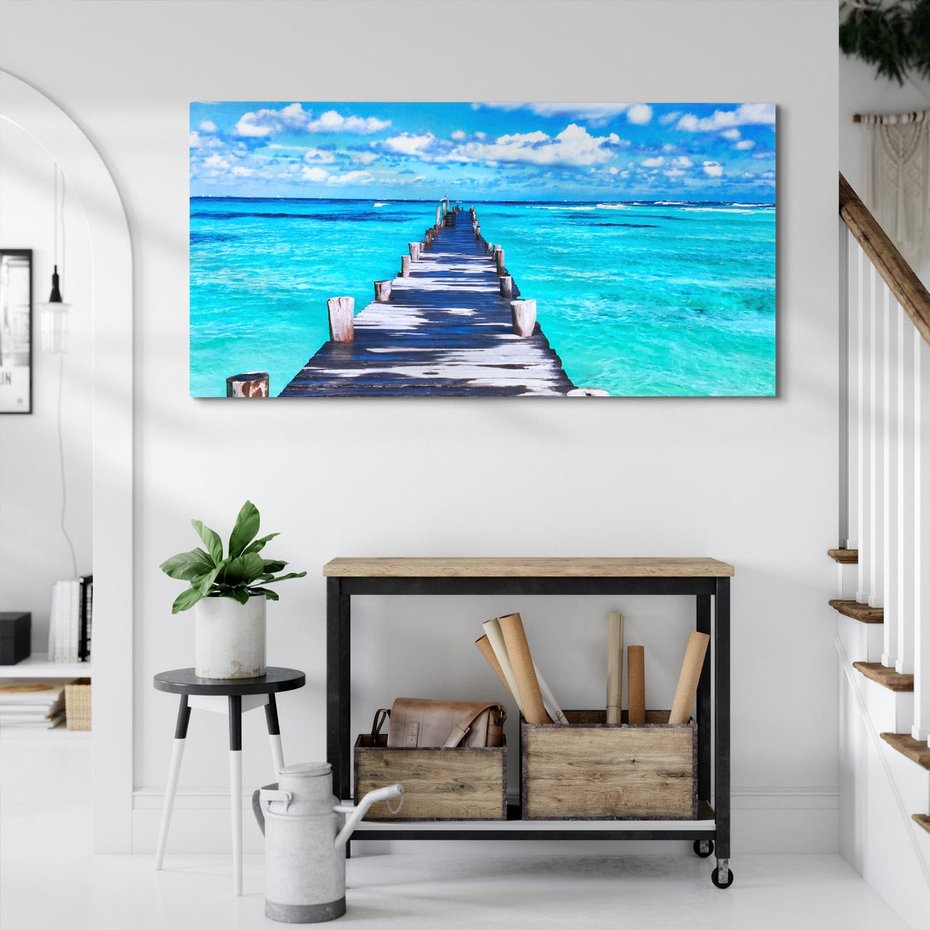 Obraz na płótnie 120x60 - Molo na Plaży Morza - molo, plaża