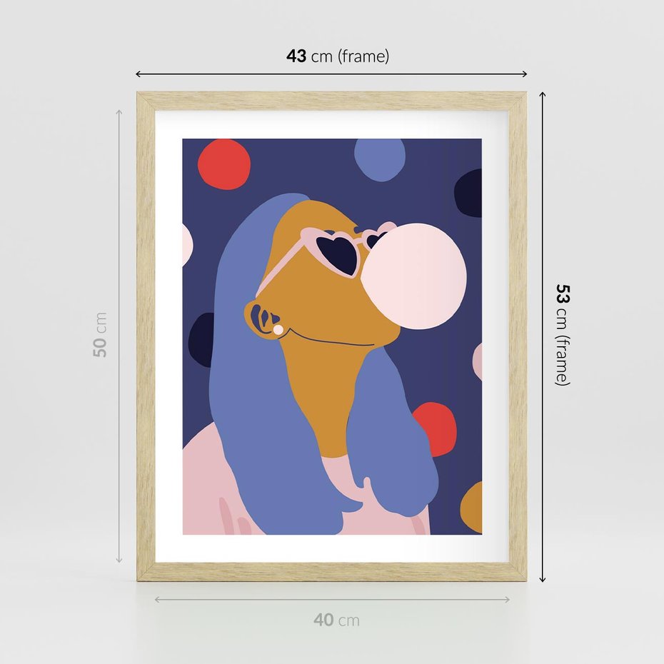 Plakat w ramie 40x50 - Odbicie Kobiety - nowoczesny plakat, styl retro - rama drewno