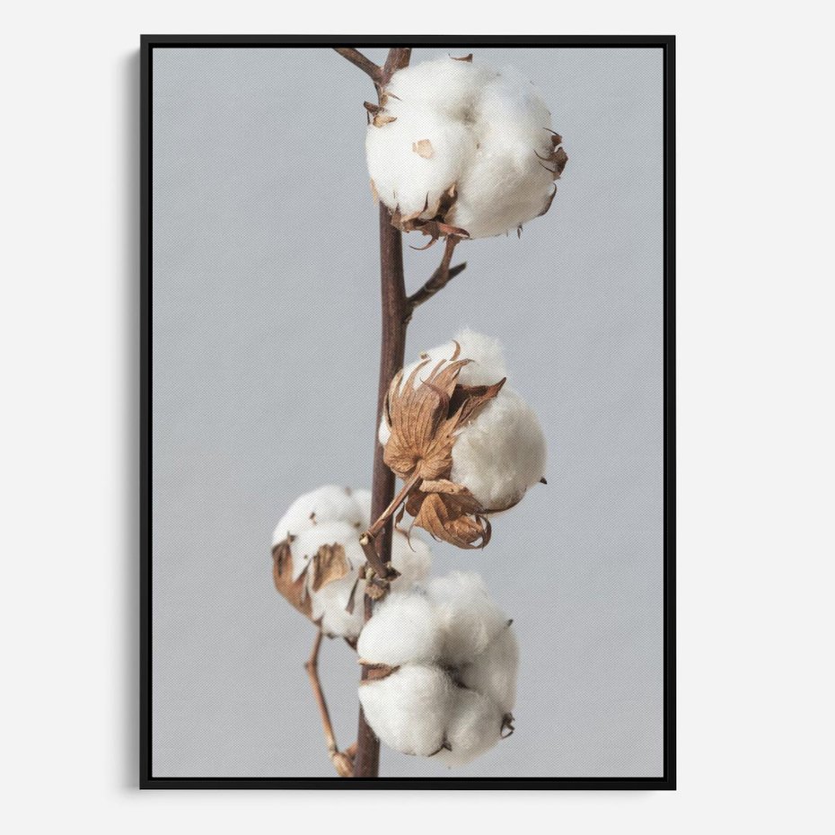 Obraz w ramie 50x70 - Bawełniana boho miękkość - bawełna, boho - rama czarna