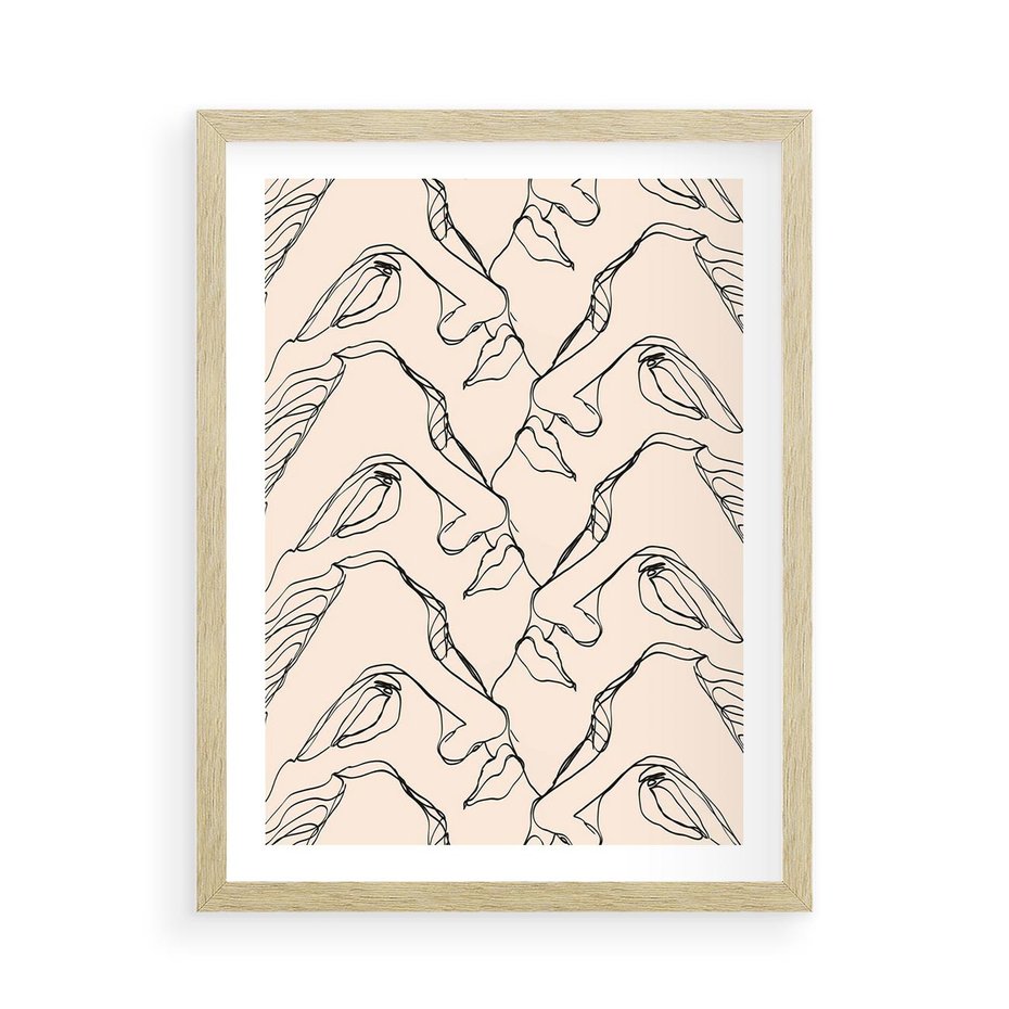 Plakat w ramie 50x70 - Grafika z Twarzami Greckiej Rzeźby - grafika, plakat - rama drewno