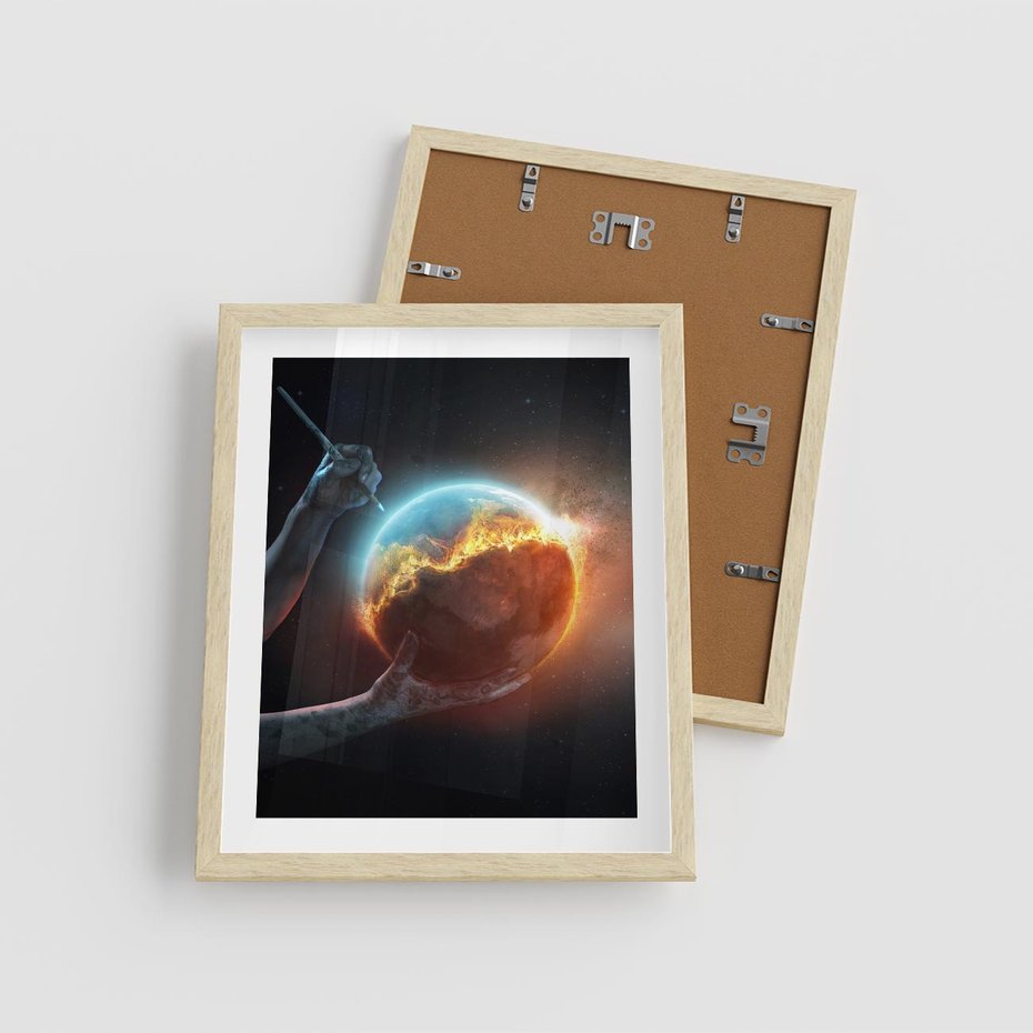 Plakat w ramie 40x50 - Nieznane przestrzenie - planeta, kosmos - rama drewno