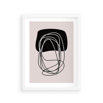 Plakat w ramie 30x40 - Strukturalne Kontrasty - abstrakcyjne szkicowane linie, minimalizm - rama biała