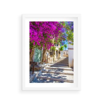 Plakat w ramie 50x70 - Urok Zaklętej Przestrzeni - uliczka, perspektywa - rama biała