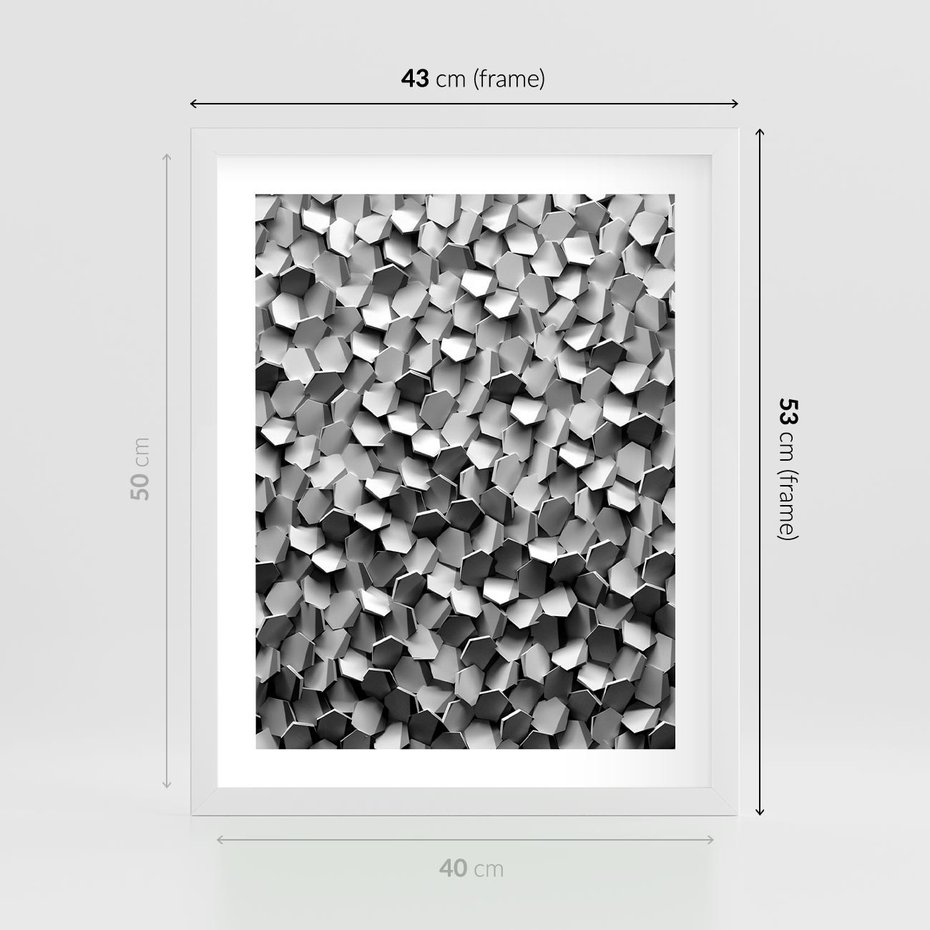 Plakat w ramie 40x50 - Odkryj głębię sztuki - graficzne, 3D - rama biała