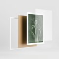 Plakat w ramie 50x70 - Zielony Oddech - zielona abstrakcja, zgaszona zieleń - rama biała