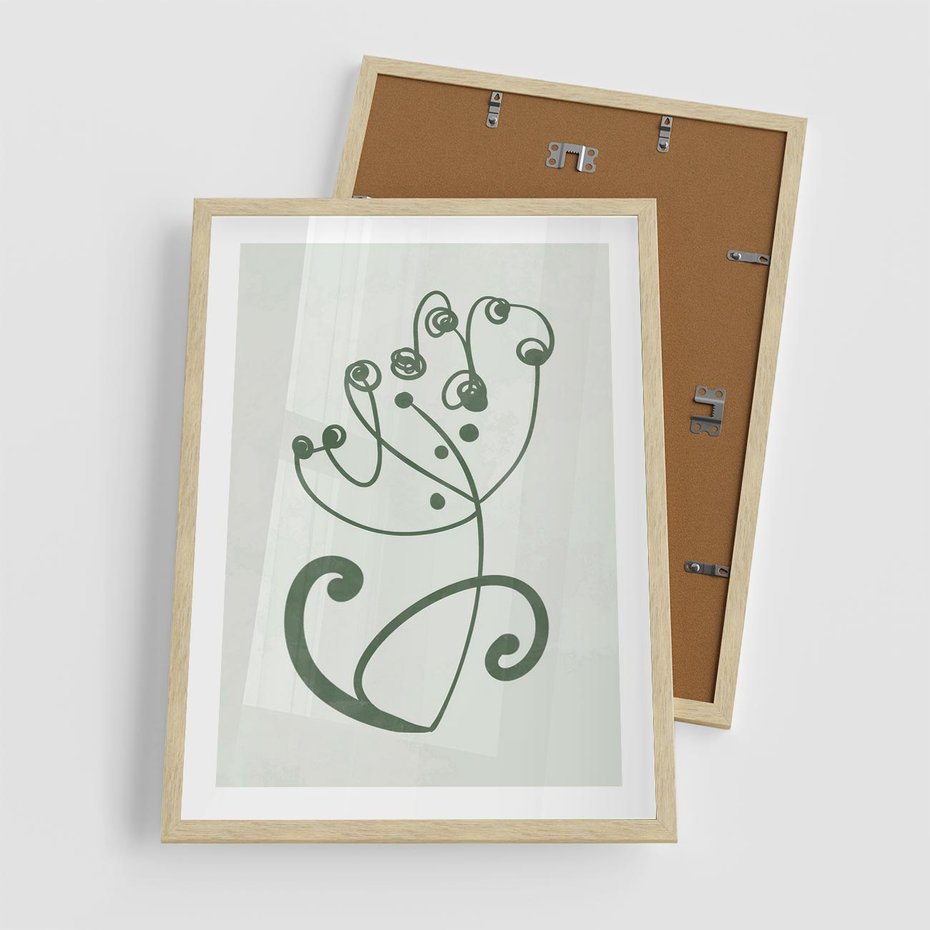 Plakat w ramie 50x70 - Zieleń Wyjątkowego Ukojenia - zielony odcień, abstrakcja - rama drewno