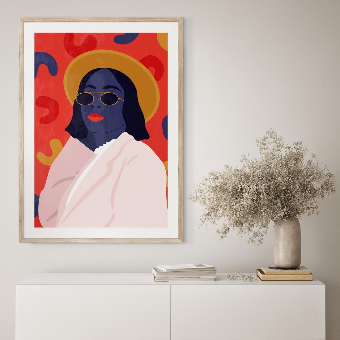 Plakat w ramie 40x50 - Kobieca Przenikliwość - nowoczesny plakat, styl retro - rama drewno