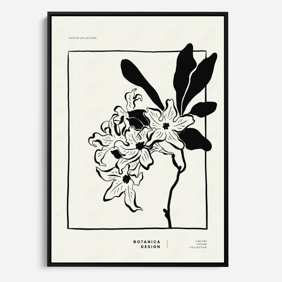 Obraz w ramie 50x70 - Kwiatowe przestrzenie - kwiat, grafika - rama czarna