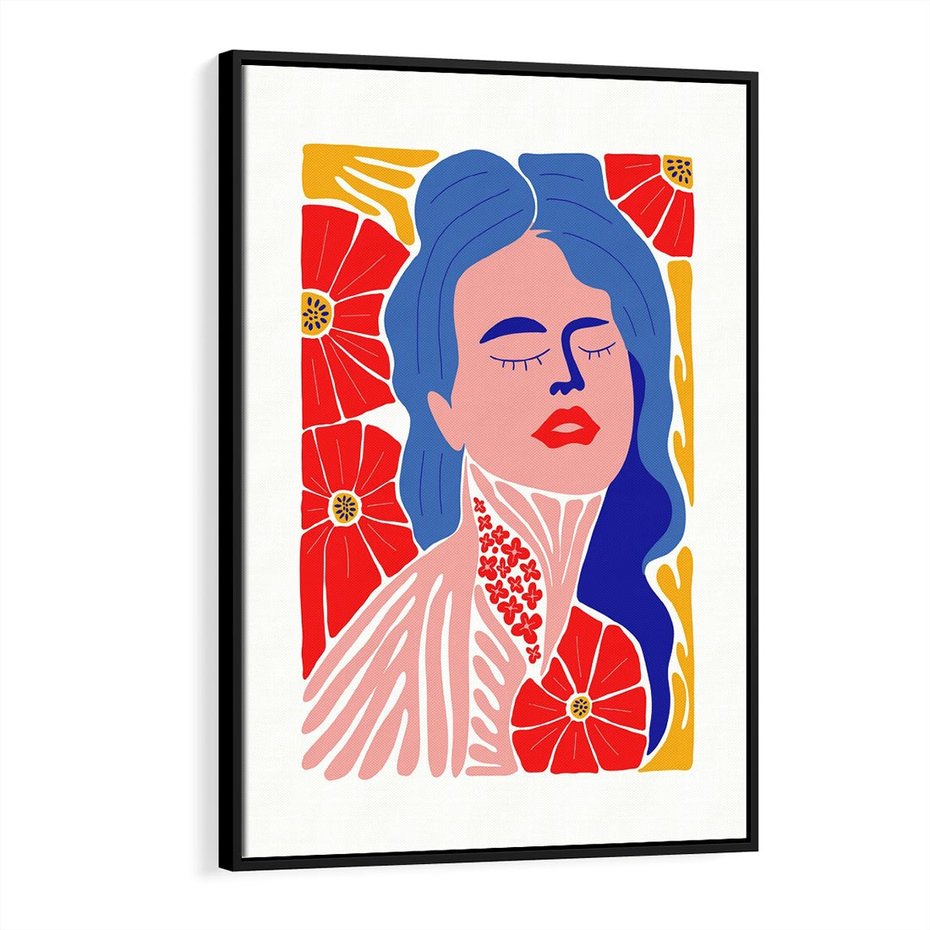 Obraz w ramie 50x70 - Nowoczesna Twarz - nowoczesna grafika, kolorowa twarz kobiety - rama czarna