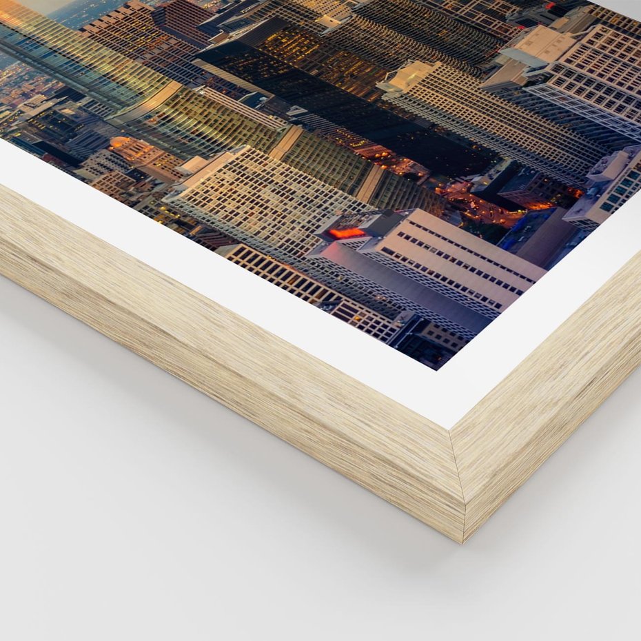 Plakat w ramie 30x40 - Wieżowce Nowego Jorku - Manhattan, wieżowce - rama drewno