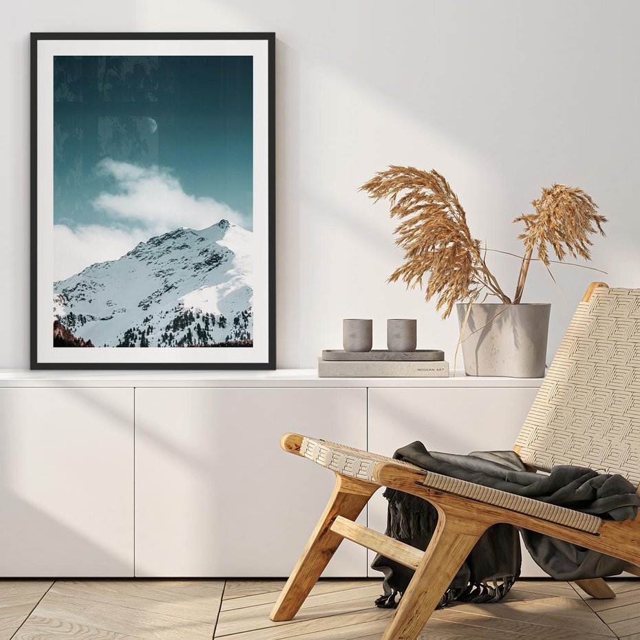 Plakat bez ramy 30x40 - Nocna Magia w Górach - fotografia, śnieg