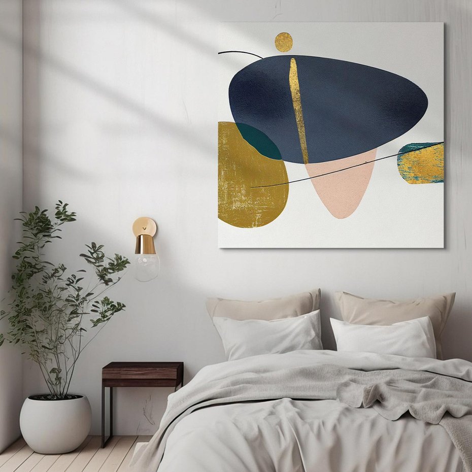 Obraz na płótnie 60x60 - Złoto Granatu - abstrakcyjne plamy koloru, złoto