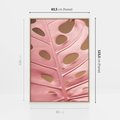 Obraz w ramie 80x120 - Różowa monstera w pełnym rozkwicie - różowa, monstera - rama drewno