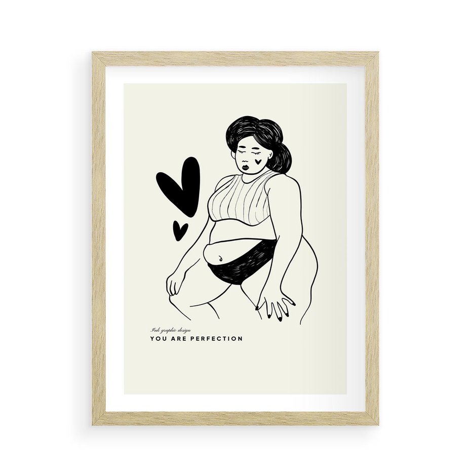 Plakat w ramie 50x70 - Wyrażenie Piękna - rysunek, sztuka nowoczesna - rama drewno