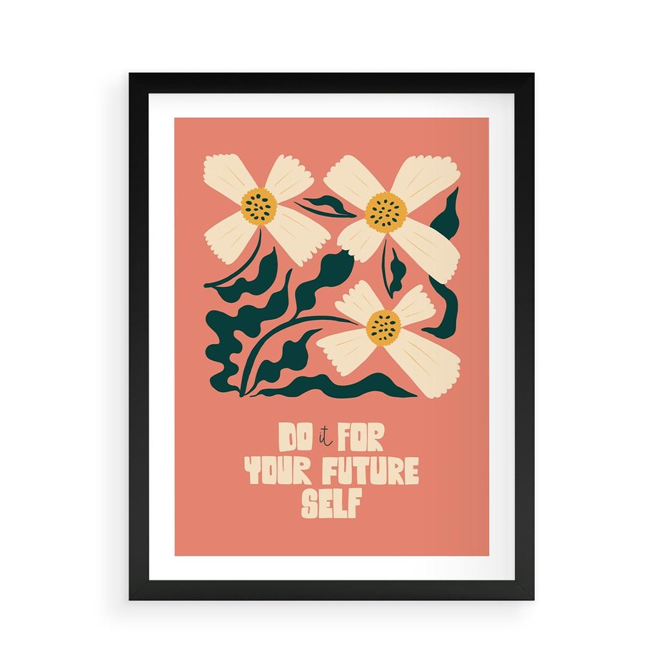 Plakat w ramie 50x70 - Mgliste Refleksje - nowoczesny plakat, różowe tło - rama czarna