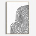 Obraz w ramie 50x70 - Refrakcje Przestrzeni - mnimalistyczna forma, czarne linie - rama drewno