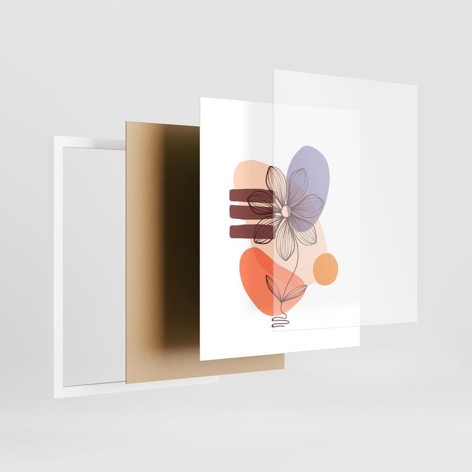Plakat w ramie 40x50 - Migocące Odbicia Kwiatów - abstrakcyjna sztuka, plamy - rama biała