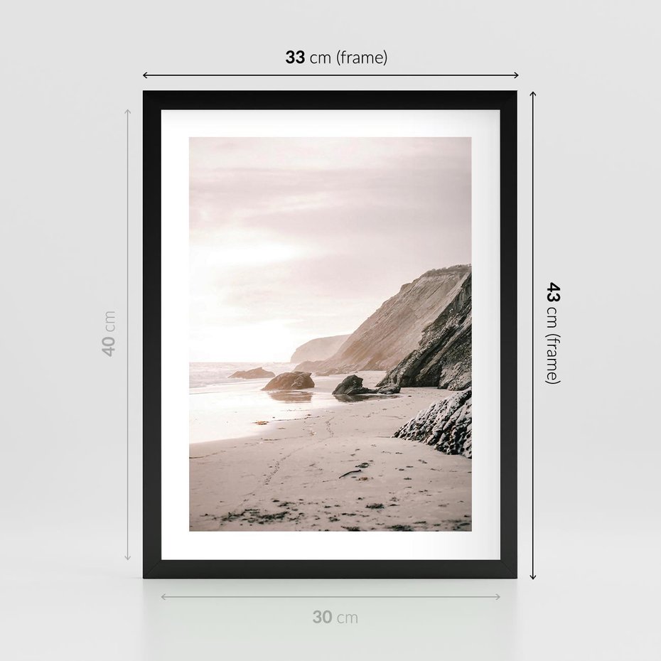 Plakat w ramie 30x40 - Przybrzeżna Piękność - klify, skały nad morzem - rama czarna