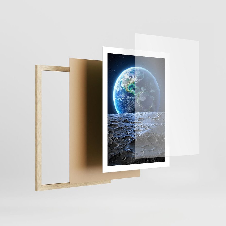 Plakat w ramie 50x70 - Mistrzowskie spojrzenie na Ziemię - ziemia, kosmos - rama drewno