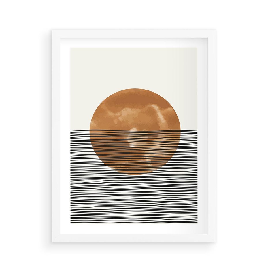 Plakat w ramie 50x70 - Okrąg Mocy - boho obraz, geometria - rama biała