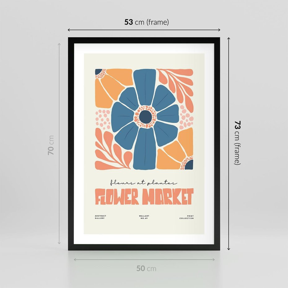 Plakat w ramie 50x70 - Rozbijające Widoki - kwiaty, nowoczesny plakat - rama czarna