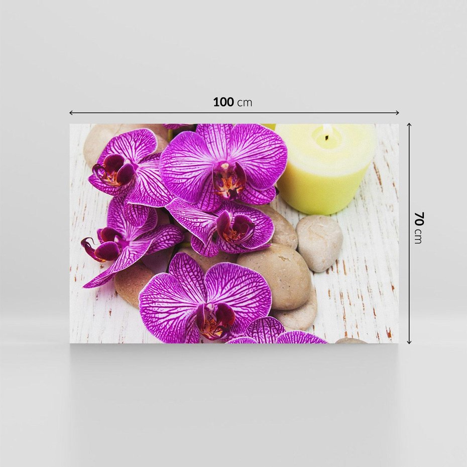Obraz na płótnie 100x70 - Relaksujące spa w otoczeniu orchidei - spa, świece