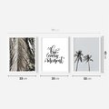 Zestaw obrazy w ramie 30x40 galeria - Pozytywny, cytat, palmy, wakacje - rama biała