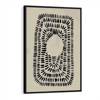 Obraz w ramie 50x70 - Zaklęte Wnętrza - boho plakat, czarne kropki kreski - rama czarna