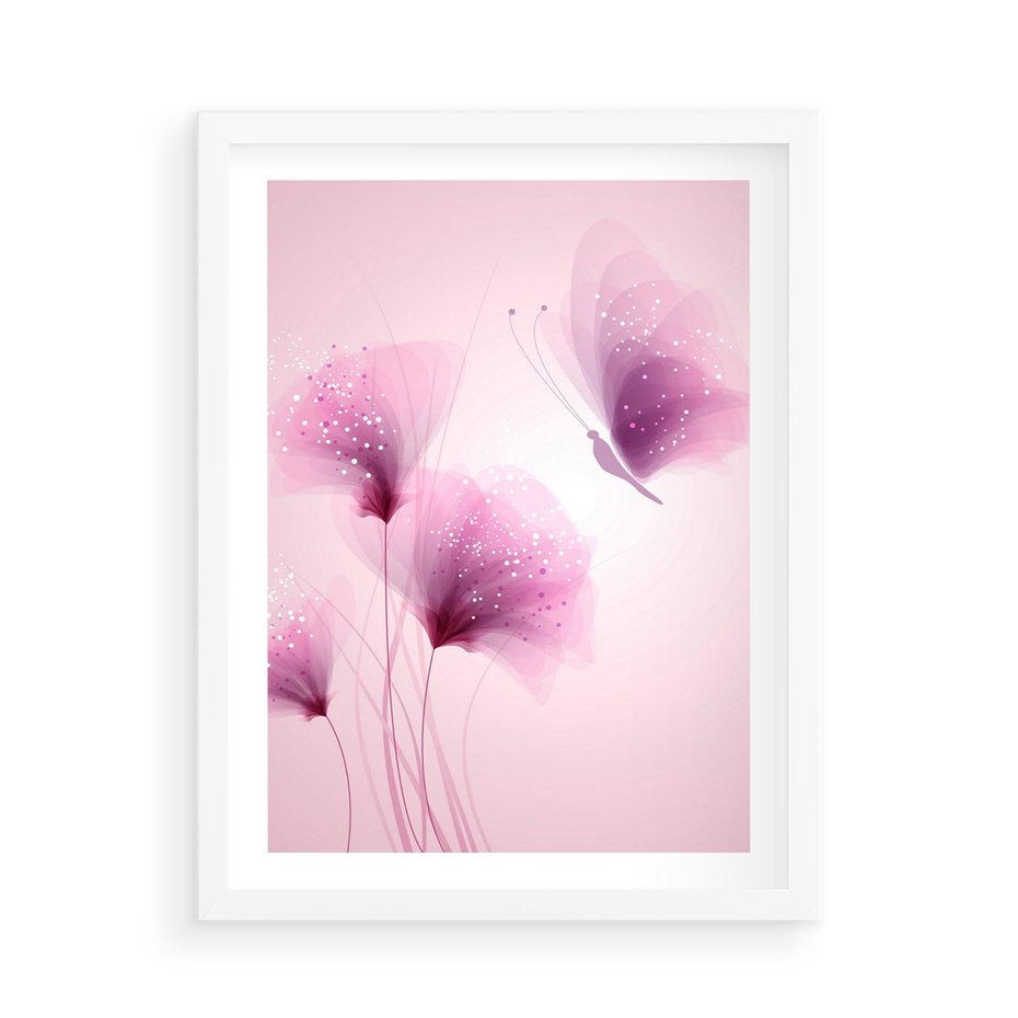 Plakat w ramie 50x70 - Akwarelowe Kwiaty w Pastelach - kwiaty, akwarelowe - rama biała