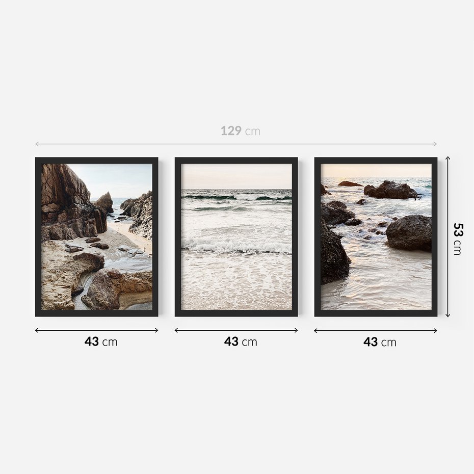 Zestaw obrazy w ramie 40x50 galeria - Morze, plaża, klify - rama czarna