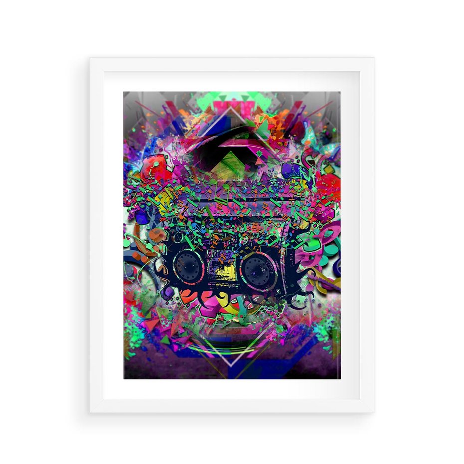 Plakat w ramie 40x50 - Harmonia Muzyki - grafika, muzyka - rama biała