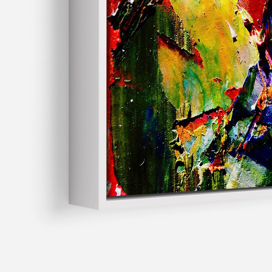 Obraz w ramie 80x120 - Szalejące ognie kolorów - abstrakcja, farby olejne - rama biała