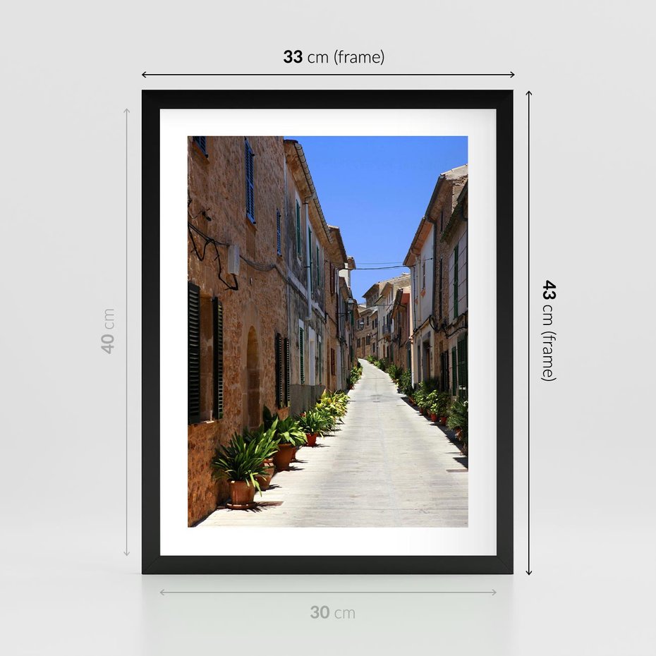 Plakat w ramie 30x40 - Urok uliczki: perspektywa miasta - uliczka, perspektywa - rama czarna