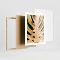 Plakat w ramie 40x50 - Piękno i Styl - złote, liście - rama drewno