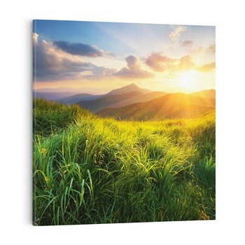 Obraz na płótnie 80x80 - Bliskość Natury - góry, łąka