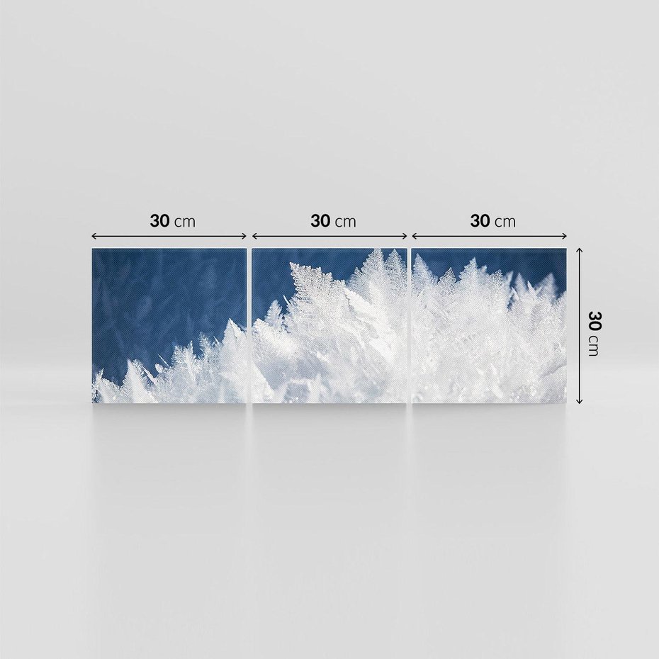 Obraz na płótnie 90x30 - Zimowa magia: Kryształki lodu - zima, kryształki