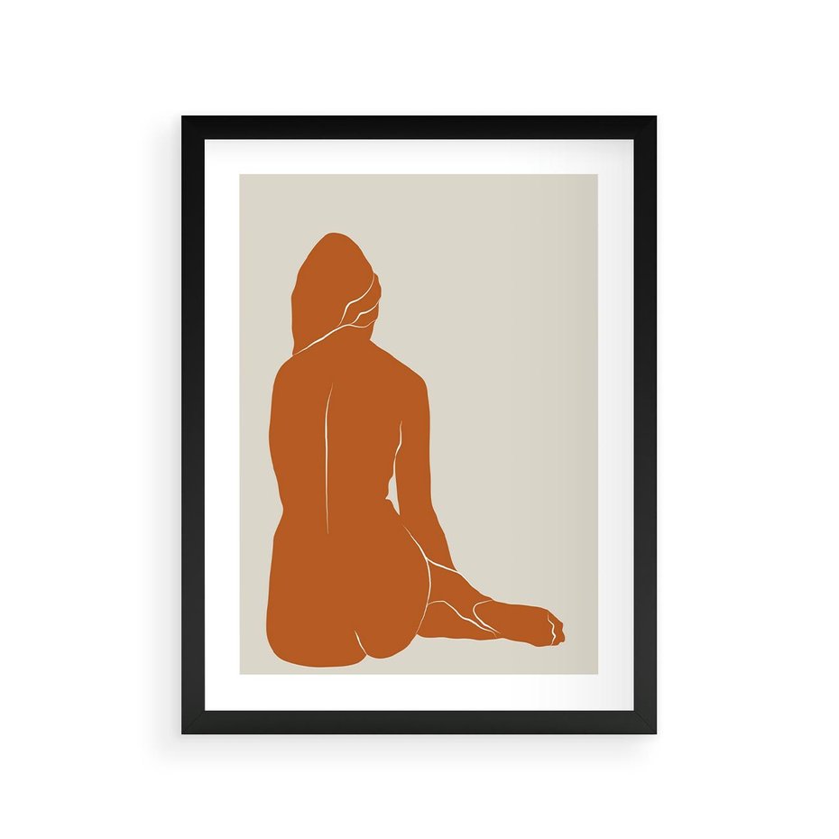 Plakat w ramie 30x40 - Kobieca Sylwetka w Stylu Modernistycznym - modernistyczny pakat, kobieca sylwetka - rama czarna