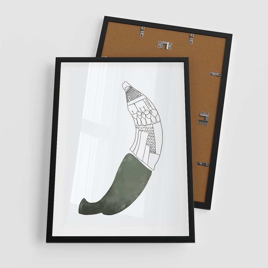 Plakat w ramie 50x70 - Rozkwitające Barwy Akwareli - minimalistyczny plakat, banan - rama czarna