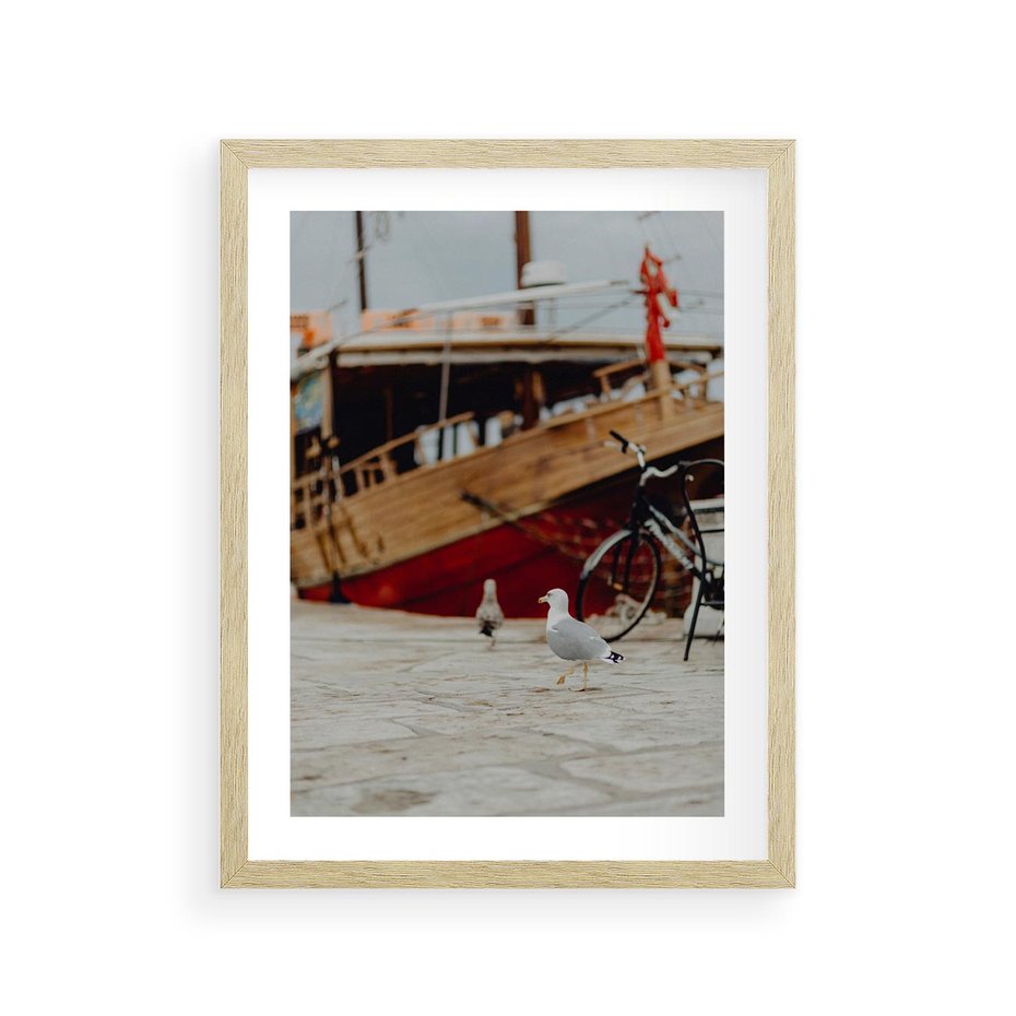 Plakat w ramie 30x40 - Przygoda na Horyzoncie - port, statek - rama drewno