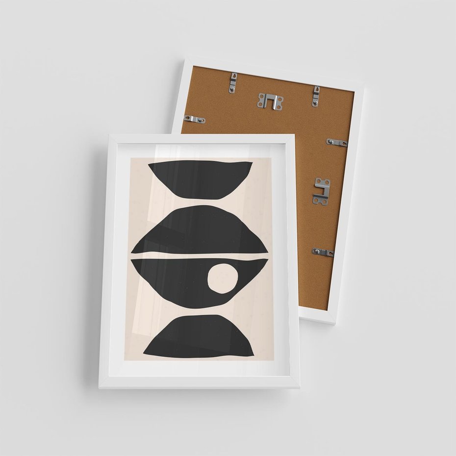 Plakat w ramie 30x40 - Nowoczesna Sztuka na Beżowym Tle - nowoczesna sztuka, abstrakcja - rama biała