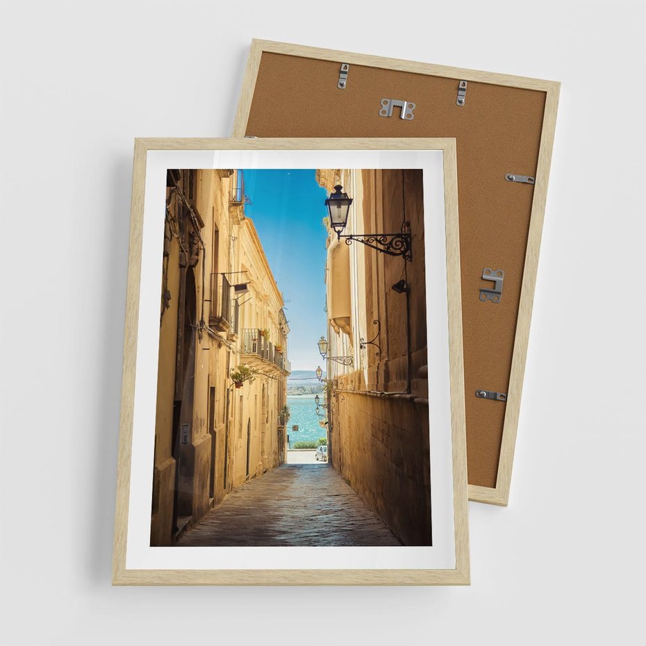 Plakat w ramie 50x70 - Perspektywa magicznej uliczki - uliczka, perspektywa - rama drewno