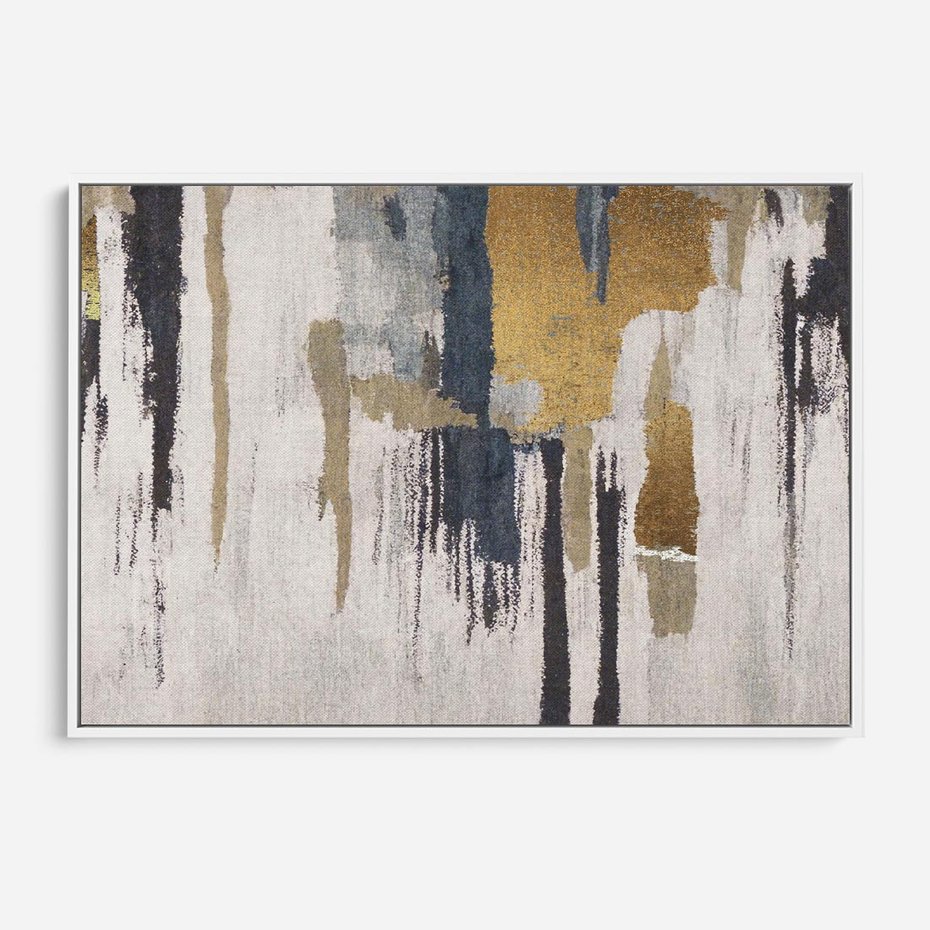 Obraz w ramie 70x50 - Odyseja w świetle i cieniu - abstrakcja, porysowana ściana - rama biała