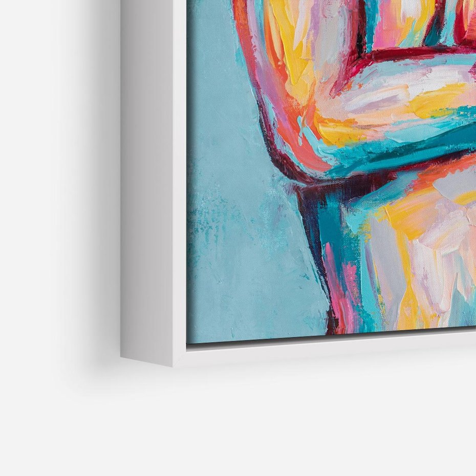 Obraz w ramie 50x50 - Nagie Natchnienie - obraz olejny, naga kobieta - rama biała