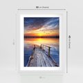 Plakat w ramie 30x40 - Zachód słońca na pomostcie - pomost, zachód - rama biała