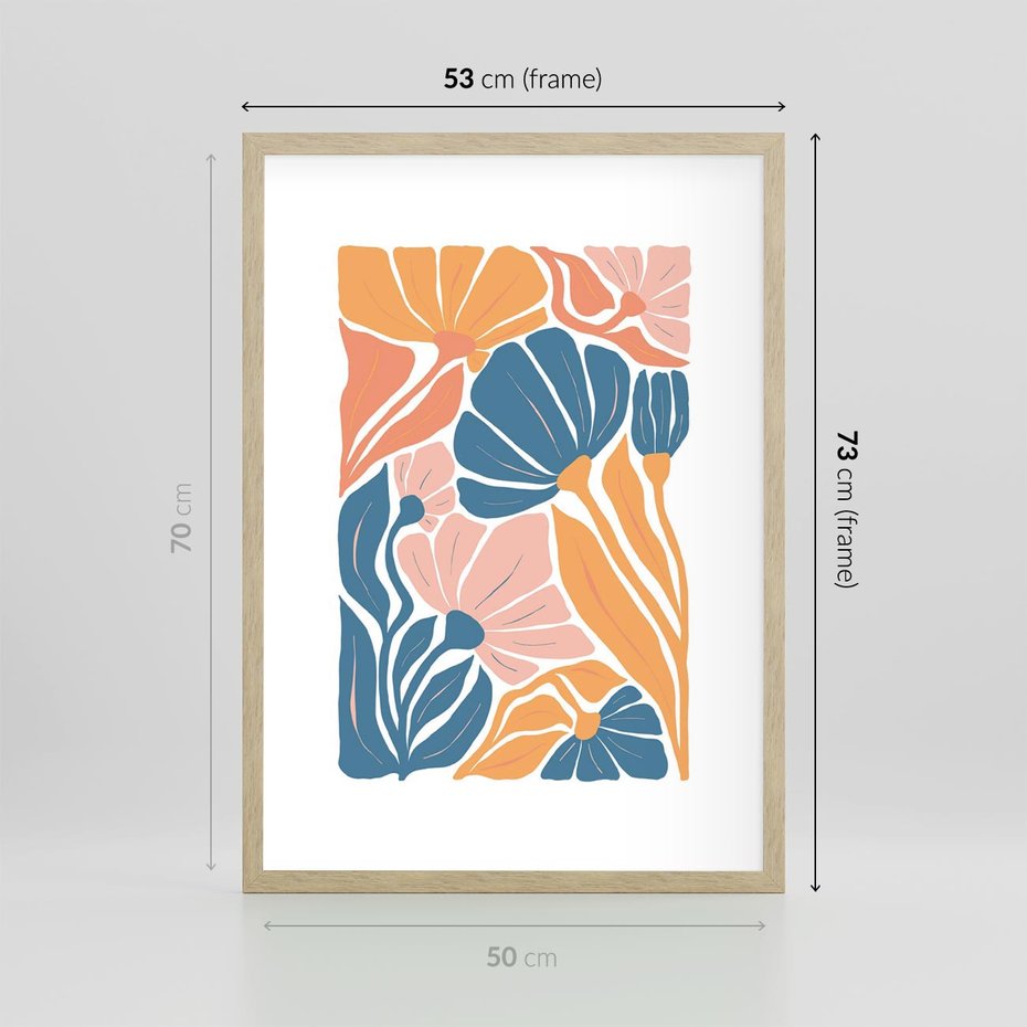 Plakat w ramie 50x70 - Migotliwe Marzenia - kwiaty, rośliny - rama drewno