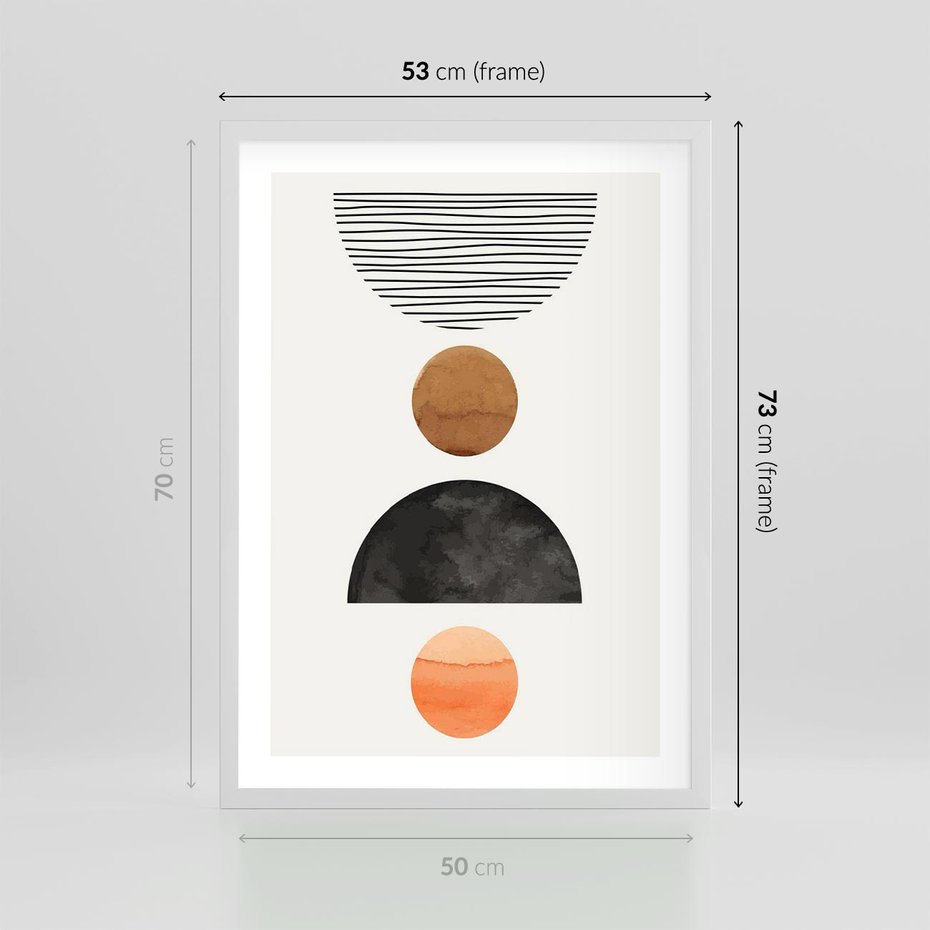 Plakat w ramie 50x70 - Geometryczna Przygoda - nowoczesna grafika, geometria - rama biała