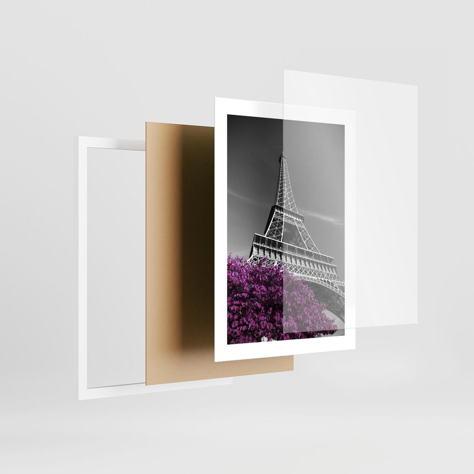 Plakat w ramie 30x40 - Urok Eiffla w Paryżu - Eiffla, Paryż - rama biała
